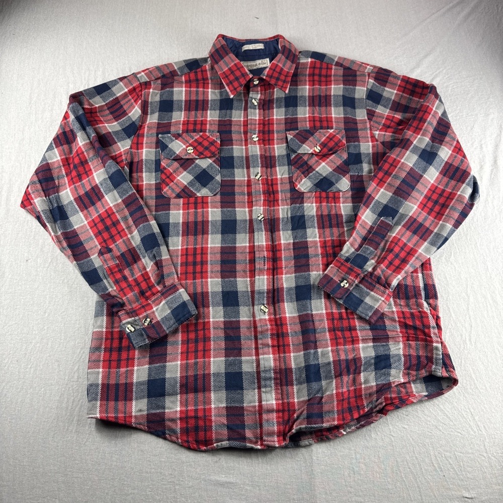 Vintage Timber Run Flannel Mens XLT Plaid Long Sleeve Button Up Cabin Camp READ